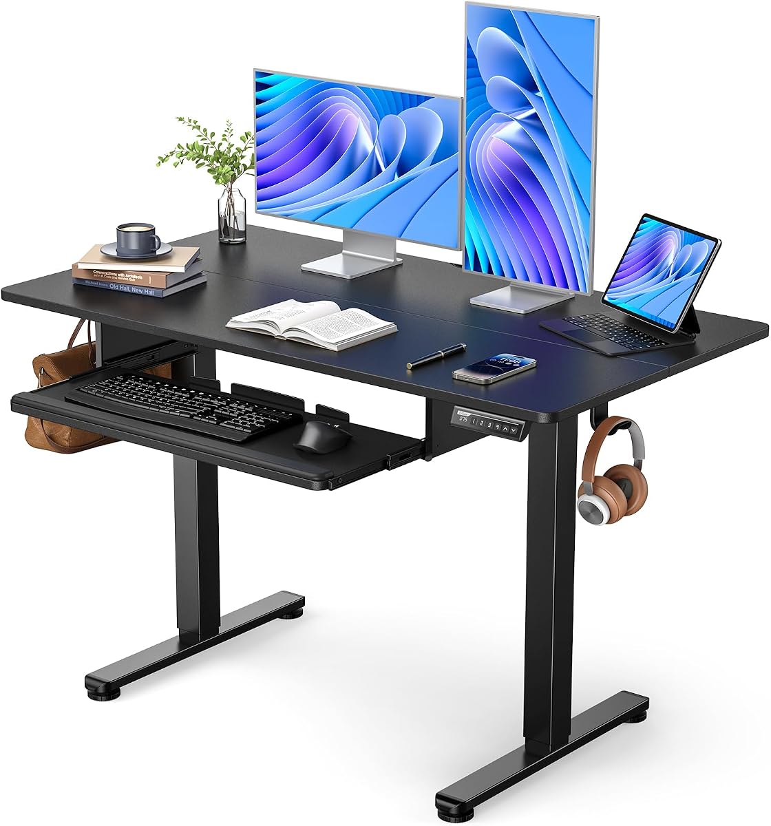 Standing Desk with Full-Size Keyboard Tray, 48 x 24 in