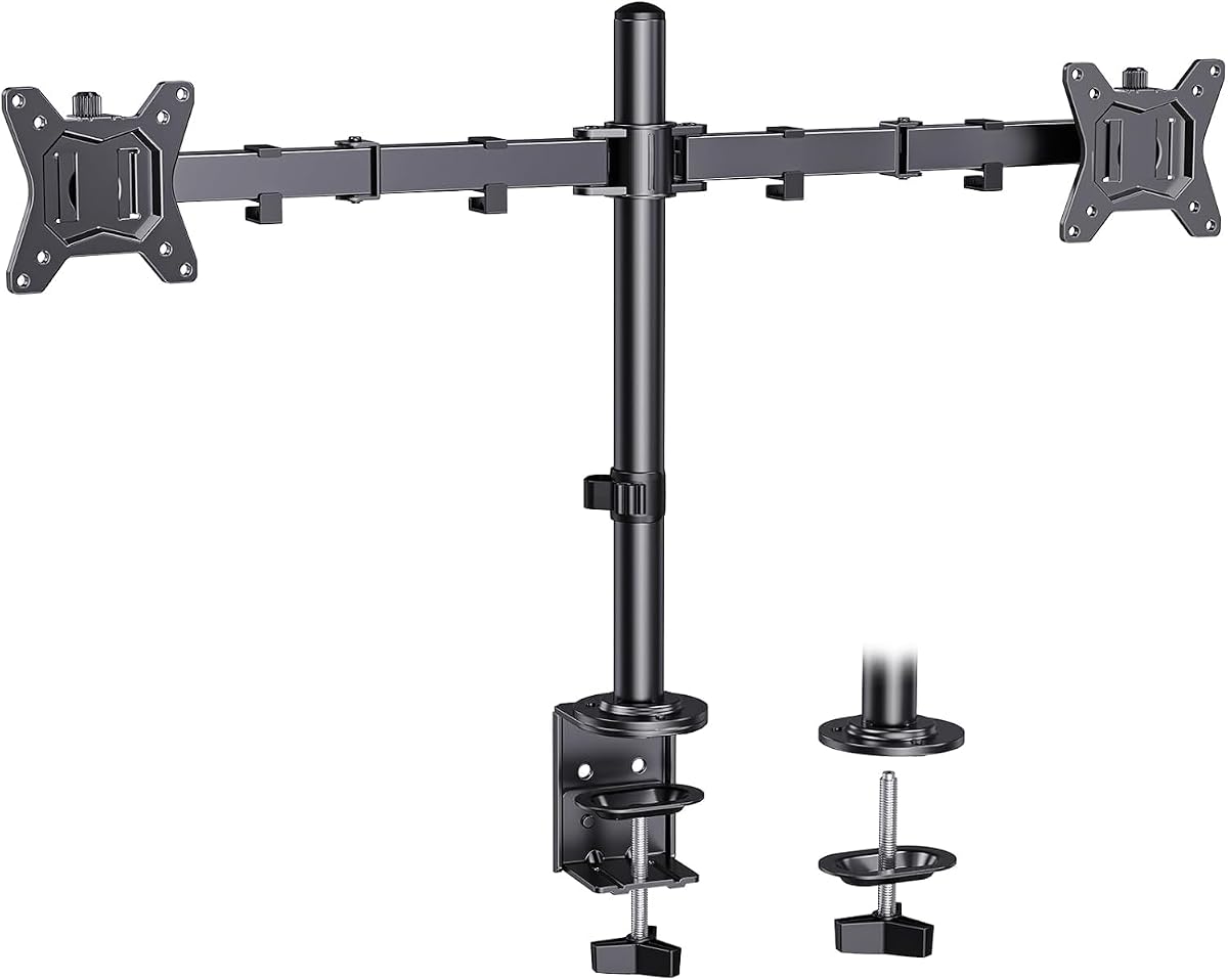 Dual Monitor Arm with C-Clamp and Grommet Base