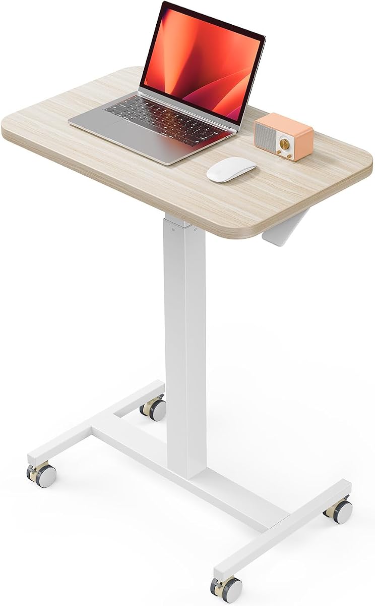 Mobile Small Standing Desk - Light Walnut