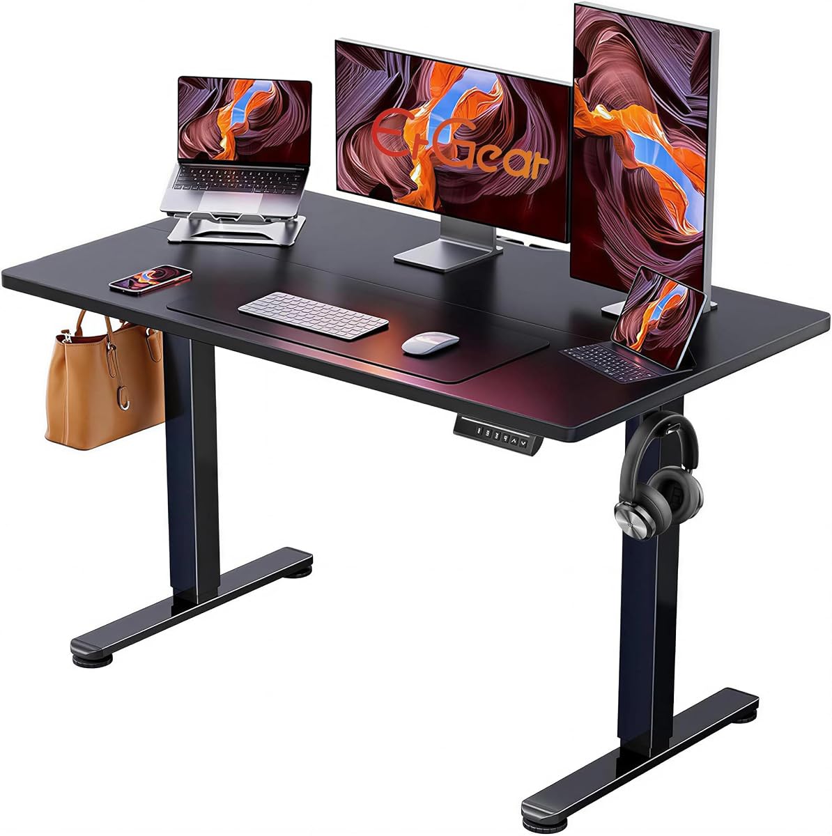 Electric Standing Desk, 48 x 24 in - Black