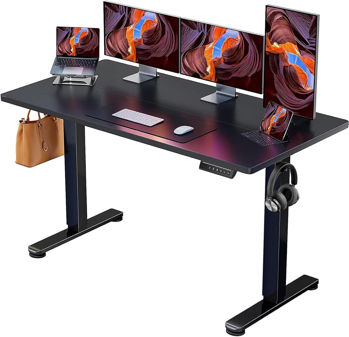 Electric Standing Desk, 55 x 28 in - Black
